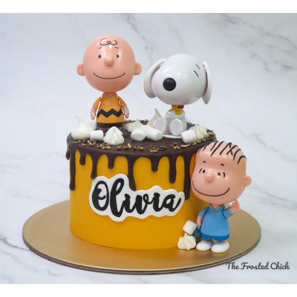 Charlie Brown, Snoopy & Linus Drip Cake (Expedited)